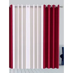 BELLA TRUE White & Maroon 4 Pieces Long Door Curtains-picture-23