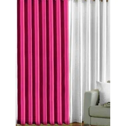 BELLA TRUE White & Pink 2 Pieces Door Curtains-picture-29