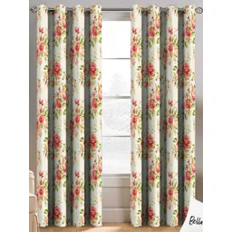 BELLA TRUE White & Pink Printed 2 Pieces Black Out Window Curtains-picture-22
