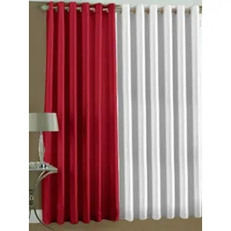 BELLA TRUE White & Red 2 Pieces Black Out Window Curtains-picture-42