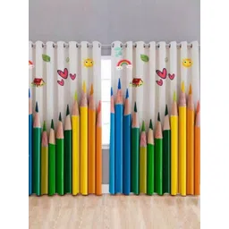 BELLA TRUE White & Yellow 2 Pieces Abstract Long Door Curtains-picture-26