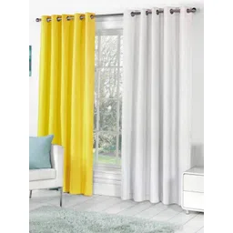 BELLA TRUE White & Yellow 2 Pieces Window Curtains-picture-40