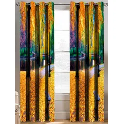 BELLA TRUE Yellow & Blue 2 Pieces Window Curtains-picture-30