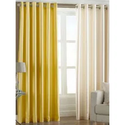 BELLA TRUE Yellow & Cream 2 Pieces Long Door Curtains-picture-21