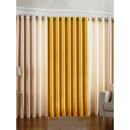 BELLA TRUE Yellow & Cream 3 Pieces Black Out Long Door Curtain-picture-40