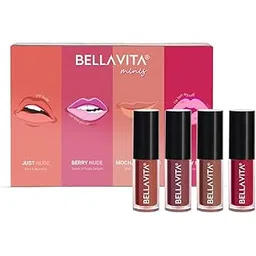 bella vita organic BELLAVITA Mini Kiss Proof Liquid Lipstick Gift Set of 4 x 2ml | Smudge & Transfer-Proof | Intense Moisturisation | Just Nude + Berry Nude + Mocha Madness + Cherry Pop | Lipstick Combo Set-picture-22