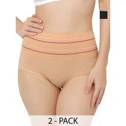 Bella Voste Pack Of 2 Striped High Waist Tucker Tummy Shapewear-picture-12