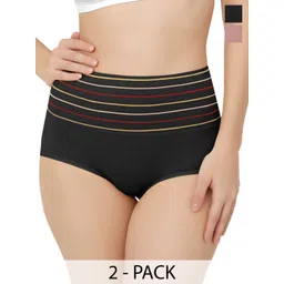 Bella Voste Pack Of 2 Striped High Waist Tucker Tummy Shapewear-picture-15
