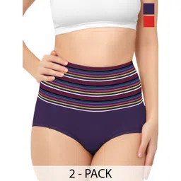 Bella Voste Pack Of 2 Striped High Waist Tucker Tummy Shapewear-picture-17