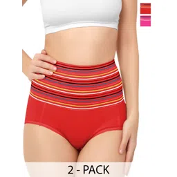 Bella Voste Pack Of 2 Striped High Waist Tucker Tummy Shapewear-picture-16