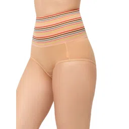 Bella Voste Pack Of 2 Striped Tummy Tucker Briefs- PT-1003-Beige-Pink-M-Beige-Pink image 3