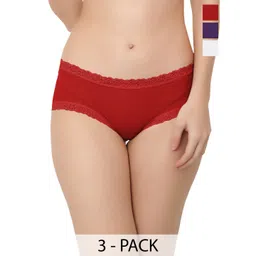 Bella Voste Pack Of 3 Self-Designed Hipster Briefs PT-503-Purple-Red-White-M-picture-36