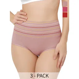 Bella Voste Pack Of 3 Striped High Waist Shapewear Briefs-picture-24