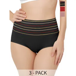 Bella Voste Pack Of 3 Striped High Waist Shapewear Briefs-picture-27