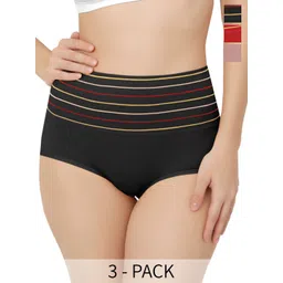 Bella Voste Pack Of 3 Striped High Waist Shapewear Briefs-picture-32