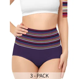 Bella Voste Pack Of 3 Striped Hipster Briefs-picture-22