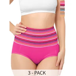 Bella Voste Pack Of 3 Striped Hipster Briefs-picture-13