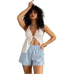 bellababebysk Cotton Shorts for Women | Relaxed Casualwear | Sleep | Nightwear | 100% Cotton | Side Pockets | Elasticated Waist | Lounge Shorts | Unisex Boxer-picture-44