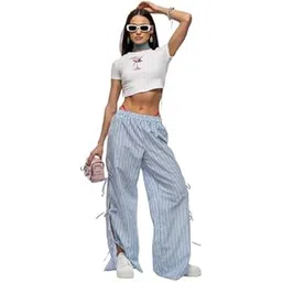 bellababebysk Women's Cotton Wide Leg Pants with Side Ties | Butterfly Style Pjs | Loose Fit | Summer Lounge Pajamas | Trendy Pjs | Comfortable Lowers-picture-44