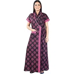 bellamy Cotton Robes,Housecoat, Nighty, Sleepwear, Night Gown for Women Ladies House Coat, Front Open Adjustable A005-Parent-picture-32