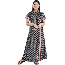 bellamy Women's Pure Cotton Printed House Coat,Front Open Adjustable Nighty/Night Wear B00-picture-16