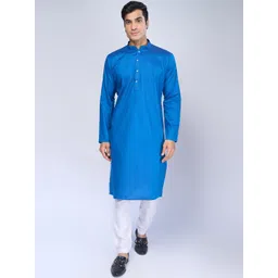 BELLAZO Cotton Curved Knee Length Mandarin Collar Straight Pathani Kurta-picture-31