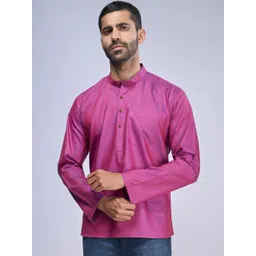 BELLAZO Cotton Straight Mandarin Collar Above Knee Khadi Kurta-picture-29