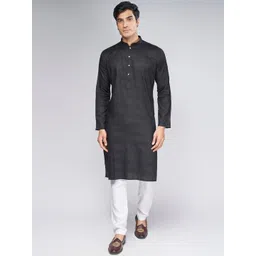 BELLAZO Embroidered Woven Design Cotton Straight Pathani Kurta-picture-18