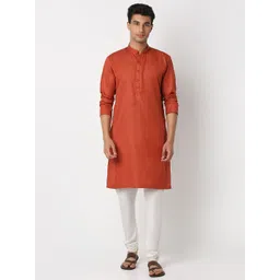 BELLAZO Mandarin Collar Cotton Silk Straight Kurta-picture-21