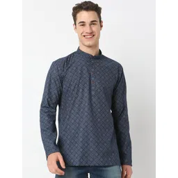 BELLAZO Men Geometric Printed Chikankari Kurta-picture-42