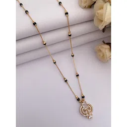 BELLEZA JEWELS Gold-Plated Artificial Stones Studded & Pearls Beaded Mangalsutra-picture-30