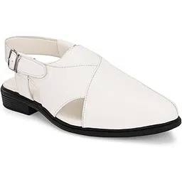 bellion Men's Ethnic Peshawari Sandals | Synthetic Leather Slip-On Footwear for Wedding, Parties | Traditional Outdoor Sandals for Men-picture-18