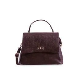 Bellissa Brown Textured PU Structured Handheld Bag-picture-40