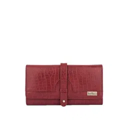 Bellissa Maroon Textured Bi-Fold Wallet for Women-picture-15