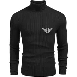 bello toko Men Solid Turtle Neck Black Sweater-picture-22