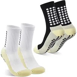 bellox enterprise Bellox 1 Pairs Athletic Non-slip Football Socks for Men Women, Anti-Slip Calf Size Cushioned, Breathable, Cotton, Grip Sports Crew Sock for Soccer, Rugby, Cricket, Yoga-picture-16