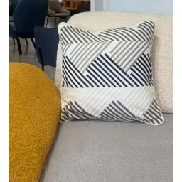 bells & whistles Latissi 100% Cotton 16x16 Inches Embroidered Cushion Cover in Off White Colour-picture-16