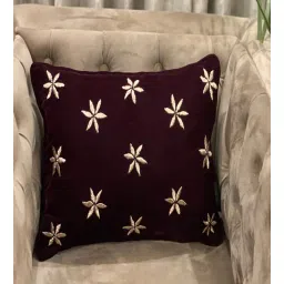 bells & whistles Maroon Textured Velvet and Cotton 16 x 16 Inches Cushion Cover-picture-21