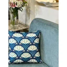 Bells & Whistles Mrnalini Turquoise Silk Floral Cushion Cover-picture-22