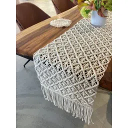 Bells & Whistles Natural Cotton Macrame Knotty Table Runner-picture-10