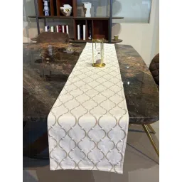 Bells & Whistles Off White Cotton Embroidered Latissi Table Runner-picture-31