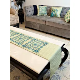 Bells & Whistles Parvarshul Sage Cotton Embroidery Table Runner-picture-7