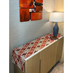 Bells & Whistles Patola Red Cotton Ikat Table Runner-picture-2