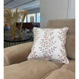 bells & whistles Petunia 100% Cotton 16x16 Inches Embroidered Cushion Cover in Beige Colour-picture-26