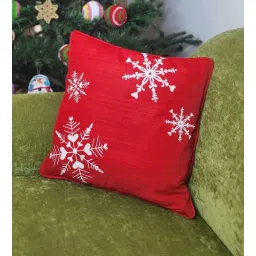 bells & whistles Red Silk Blend Embroidered 16x16 inches Cushion Covers (1 Pc)-picture-47