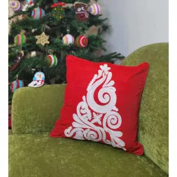 bells & whistles Red Silk Blend Embroidered 16x16 inches Cushion Covers (1 Pc)-picture-31