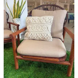 bells & whistles Tangle 100% Cotton 16x16 Inches Macrame Cushion Cover in Ivory Colour-picture-28