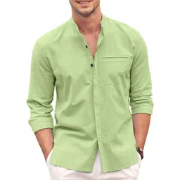 Bellstone Men Light Green Solid Regular Fit Casual Shirt-picture-13