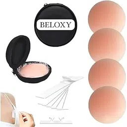 beloxy Silicone Nipple Covers Reusable for Women (2 Pair) with Double Sided Tape 36 Pieces, Fashion Clothing Accessory Nude-picture-51