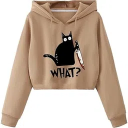 beltly Crop Women Girl Causal Stylish Trendy Sweatshirt Latest Black White Pink Lavender Beige Brown 599 699 499 Under Winter Crop Hoody image 1